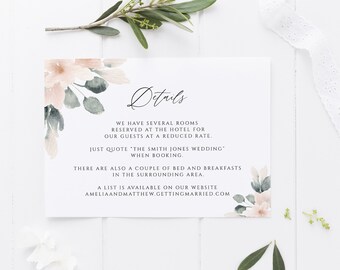 Wedding Website Card Template Invitation Insert Invite Enclosure Try Before You Buy #vmt510 Templett 100/% Editable Text Information