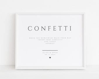 Grey Confetti Sign Template, Minimalist Wedding Confetti Send Off, Printable Wedding Sign, DIY Signs, 8x10, 5x7, 1009-SIGN