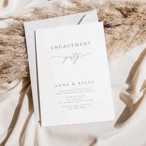 Elegant Grey Engagement Party Invitation Template, Printable Engagement Invitation Card, , 100% Editable Text, #143-E