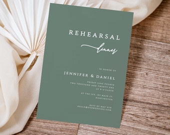 Elegant Sage Wedding Rehearsal Dinner Invitation Template, Wedding Rehearsal Dinner Invite, #146-RD