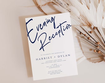 Navy Wedding Reception Party Invitation Template, Wedding Evening Reception, , #169-ER