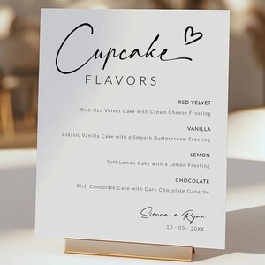Cupcake-Menü-Schild-Vorlage, bearbeitbares Hochzeits-Cupcake-Schild, Hochzeits-Dessert-Bar-Schild, Cupcake-Bar-Schild, SO21RY