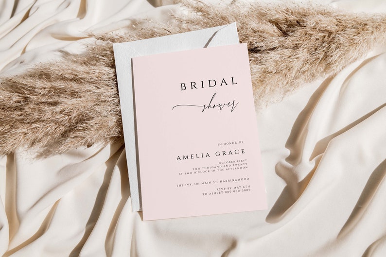 Elegant Blush Bridal Shower Invitation Template Elegant Etsy