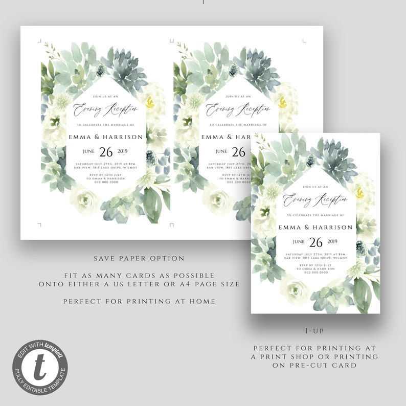 Printable Invite Suite including rsvp /& details card Instant Download Soft Eucalyptus Wedding Invitation Template Editable Text