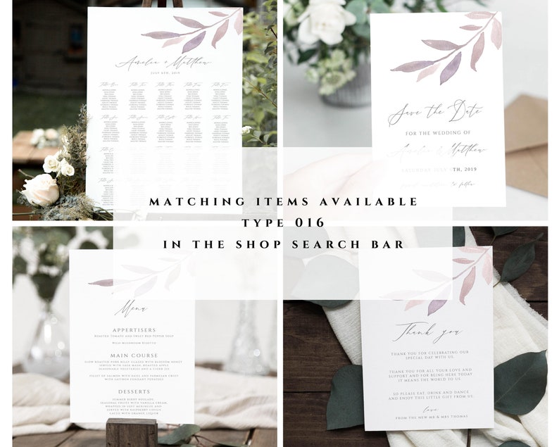 Evening Invite Lilac Foliage Instant Download Wedding Reception Party Invitation Template Wedding Reception Printable #016-ER