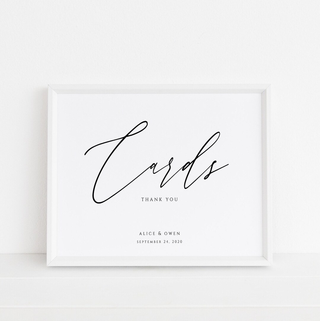 Calligraphy Table Sign Card Table Sign, Printable Wedding Sign, Editable Template, Modern ...