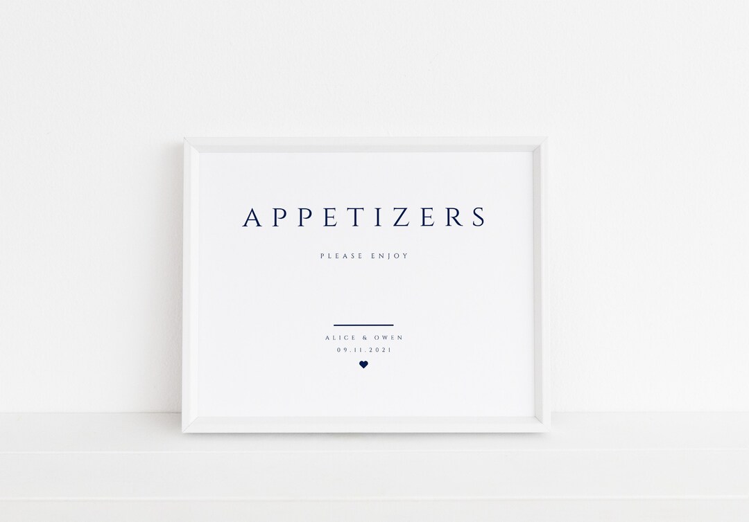 Navy Appetizers Sign. Wedding Appetizers Bridal Shower Food - Etsy