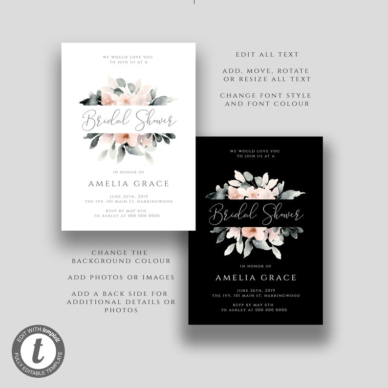 Printable Invitation Suite including rsvp /& details card Wedding Invitation Template Greenery Collection