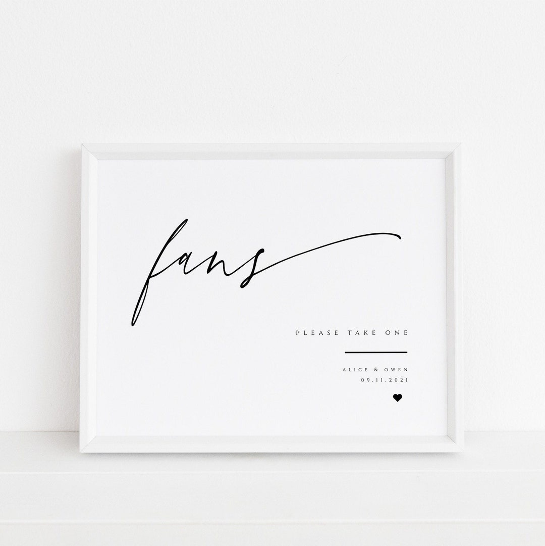 Wedding Fan Sign, Take a Fan Sign, Editable Template, , 8x10, 5x7, 1002 ...