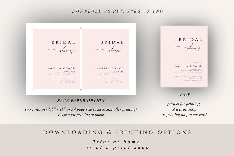 Elegant Blush Bridal Shower Invitation Template Elegant Etsy