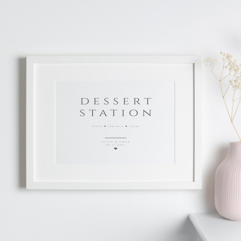 Grey Dessert Station Sign Template, Minimalist Wedding Sundae Station ...
