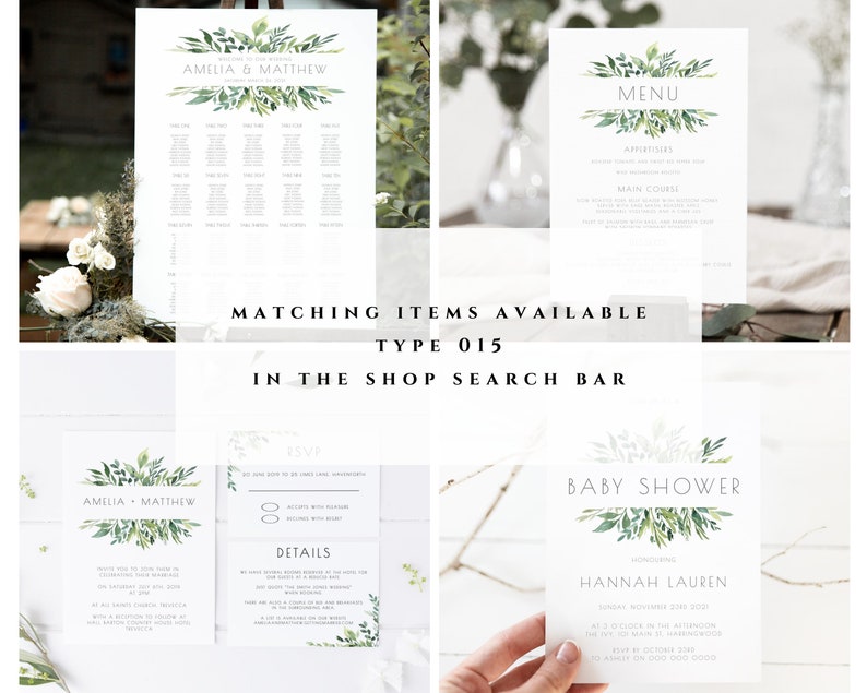 Greenery Band Wedding Place Card Template Name Cards #015-PC Escort Cards Template Printable Place Cards Place Cards