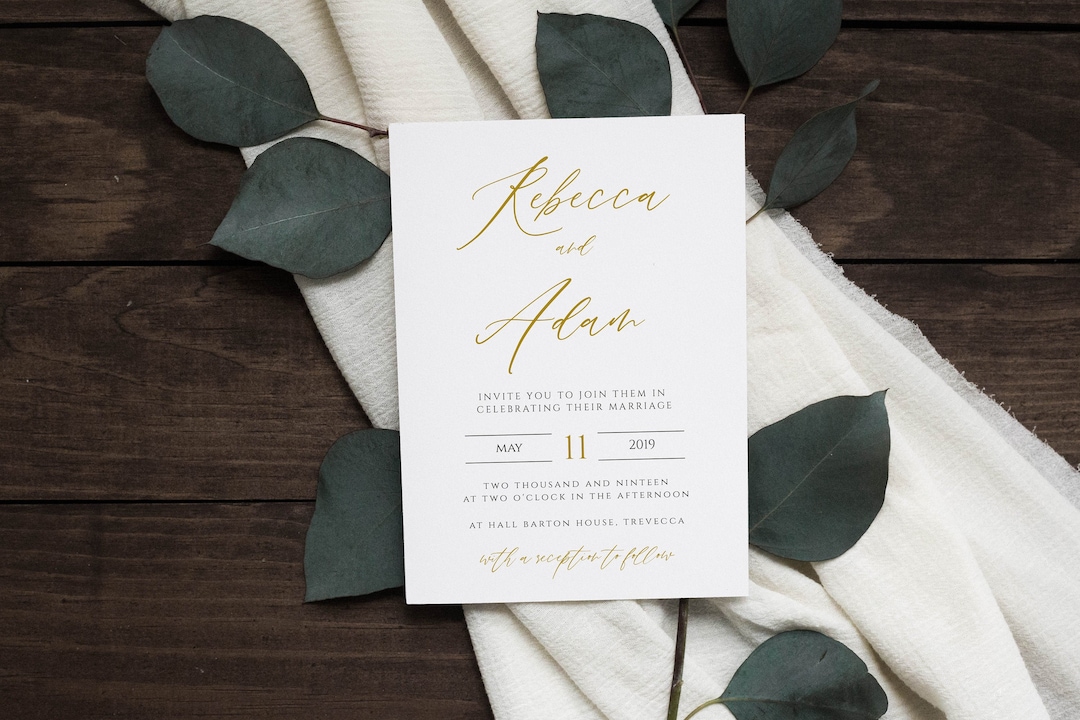 Calligraphy Wedding Invitation Template, Printable Invitation, DIY ...
