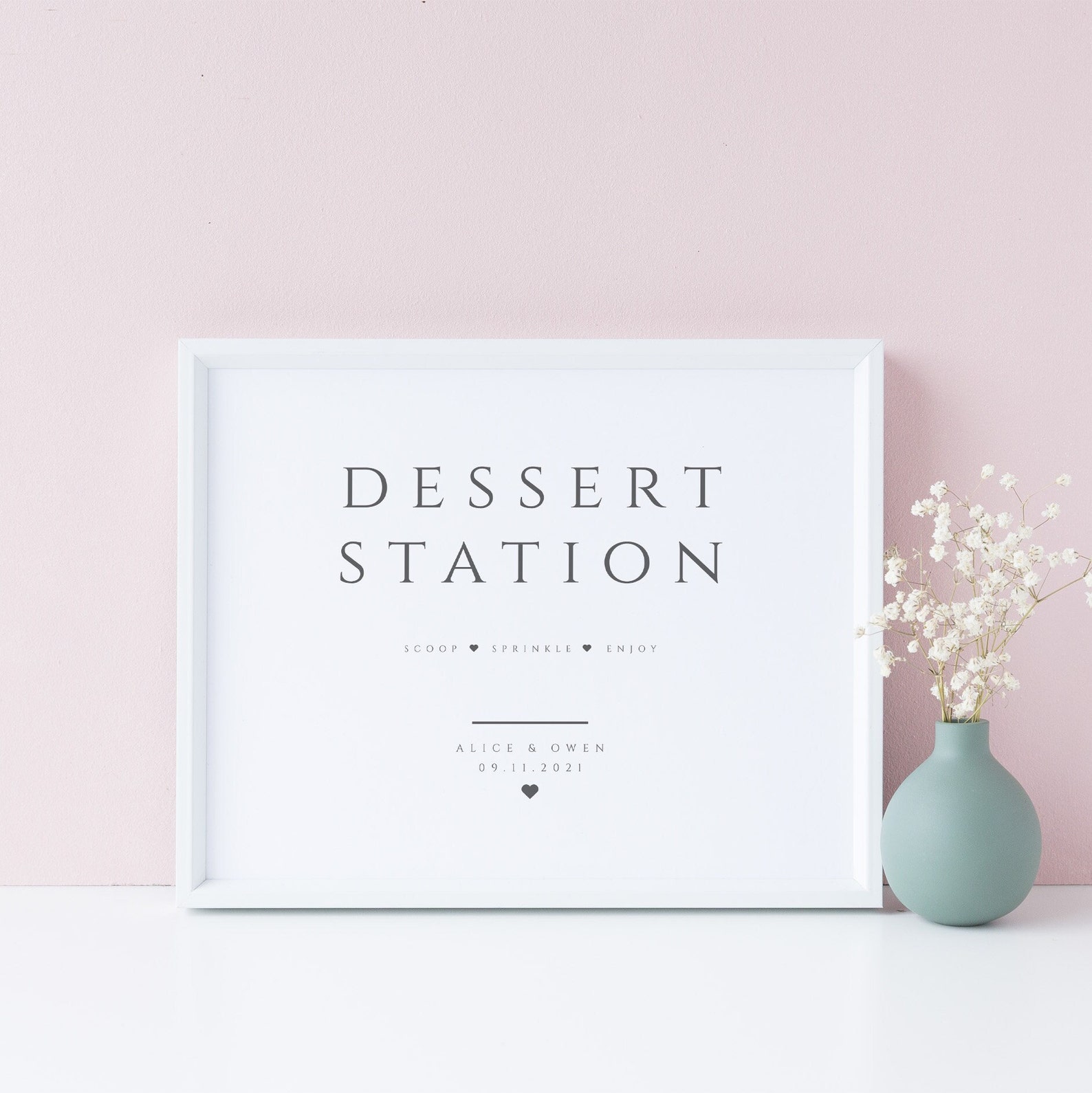 Grey Dessert Station Sign Template, Minimalist Wedding Sundae Station ...