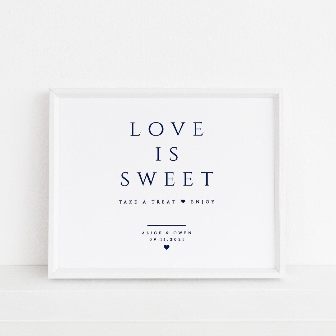 Very Sweet Sign Navy Love is Sweet Sign, Printable Treat Table Sign, Elegant Sweet ...