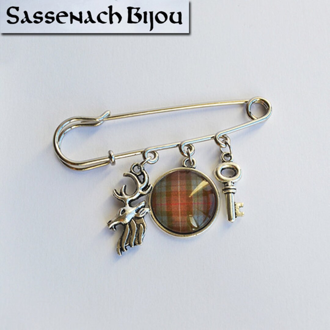 Clan Fraser Kilt Pin Stag Crest Scottish Tartan Key to Lallybroch Shawl Brooch Sassenach Jewelry Outlander Inspired Etsy