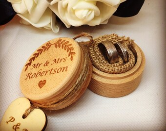 Personalied Wooden Ring Box for Wedding Ceremony | Engraved Double Ring Box Holder and Keepsake Box | Ring Storage and Wedding Ring Holder