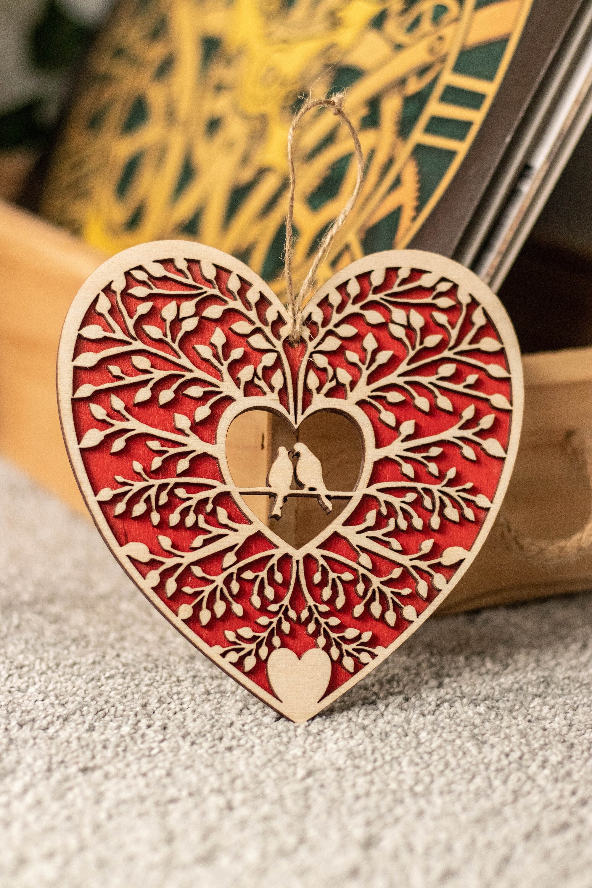 Dream Lifestyle Nice-looking Heart Pendant Romantic Wood DIY Crafts Hanging Heart  Decor Party Supplies 