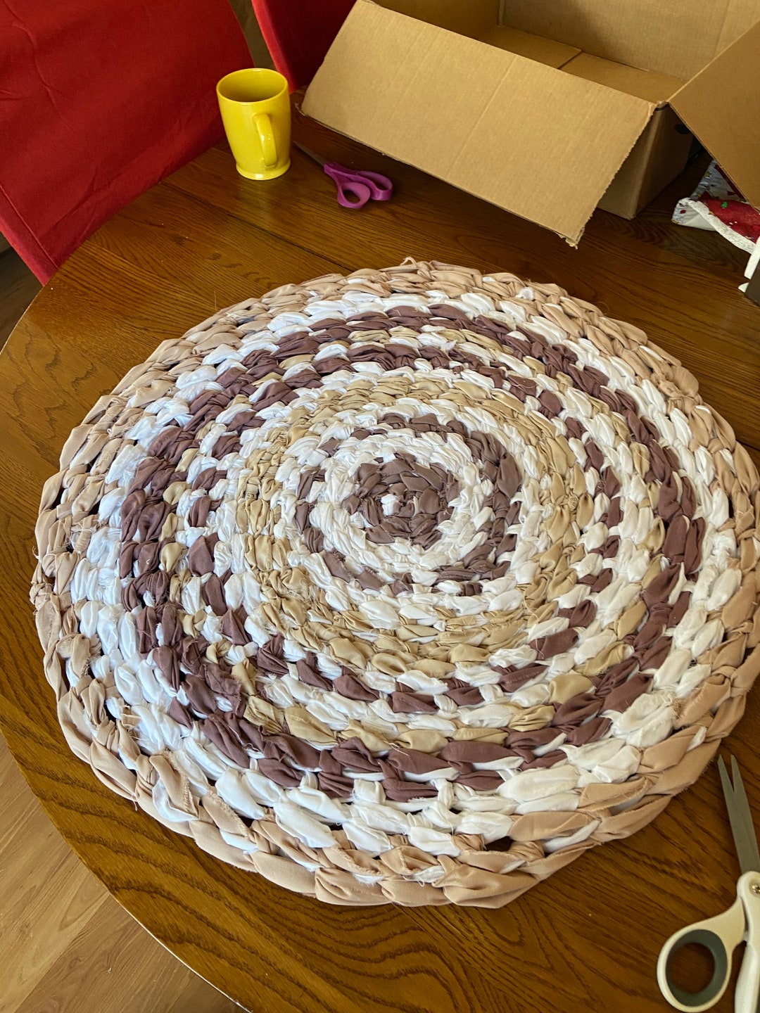 Hand Tied Rug in Tan Cream Mauve Etsy