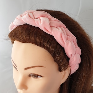 Pink velvet braided headband flock braid womens girls hairband handmade matador spanish style crown fascinator tiara