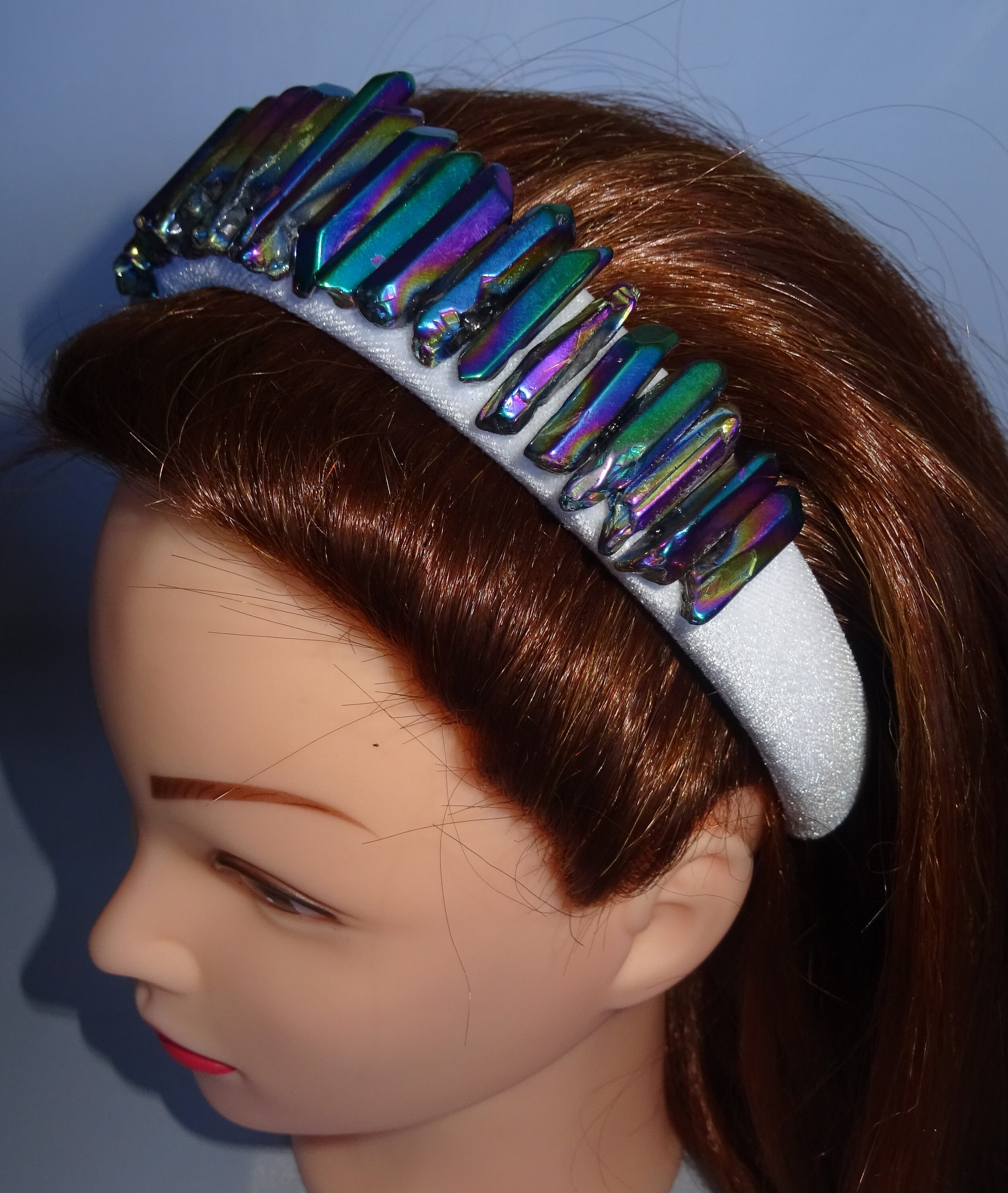 White headband crystal quartz titanium point embellishment Etsy