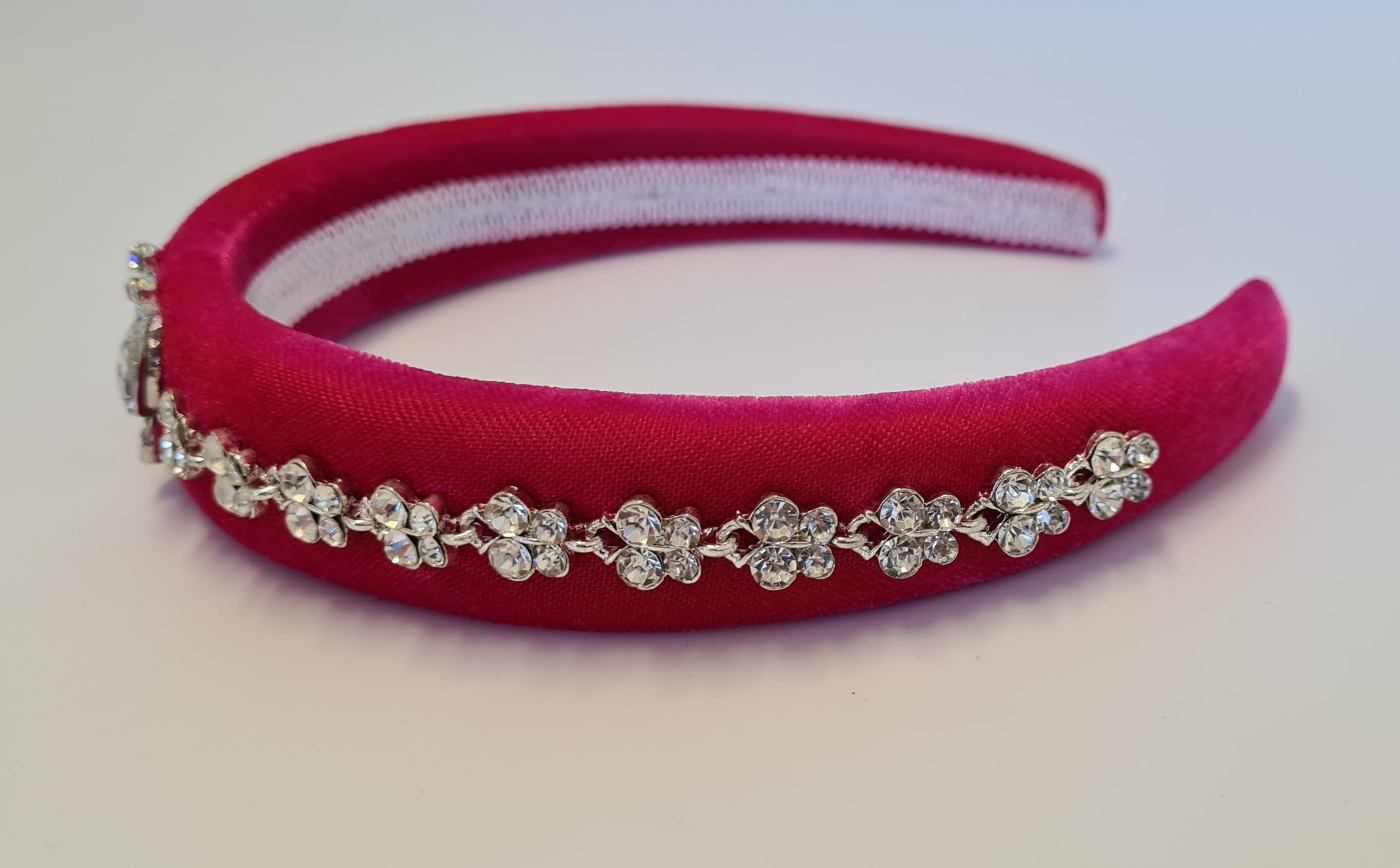 Big Crystal Flower Headband Velvet Padded Rhinestone Butterfly Leaf Floral Padded Floral Crystal Headband | Rhinestone Embellished  main image 4