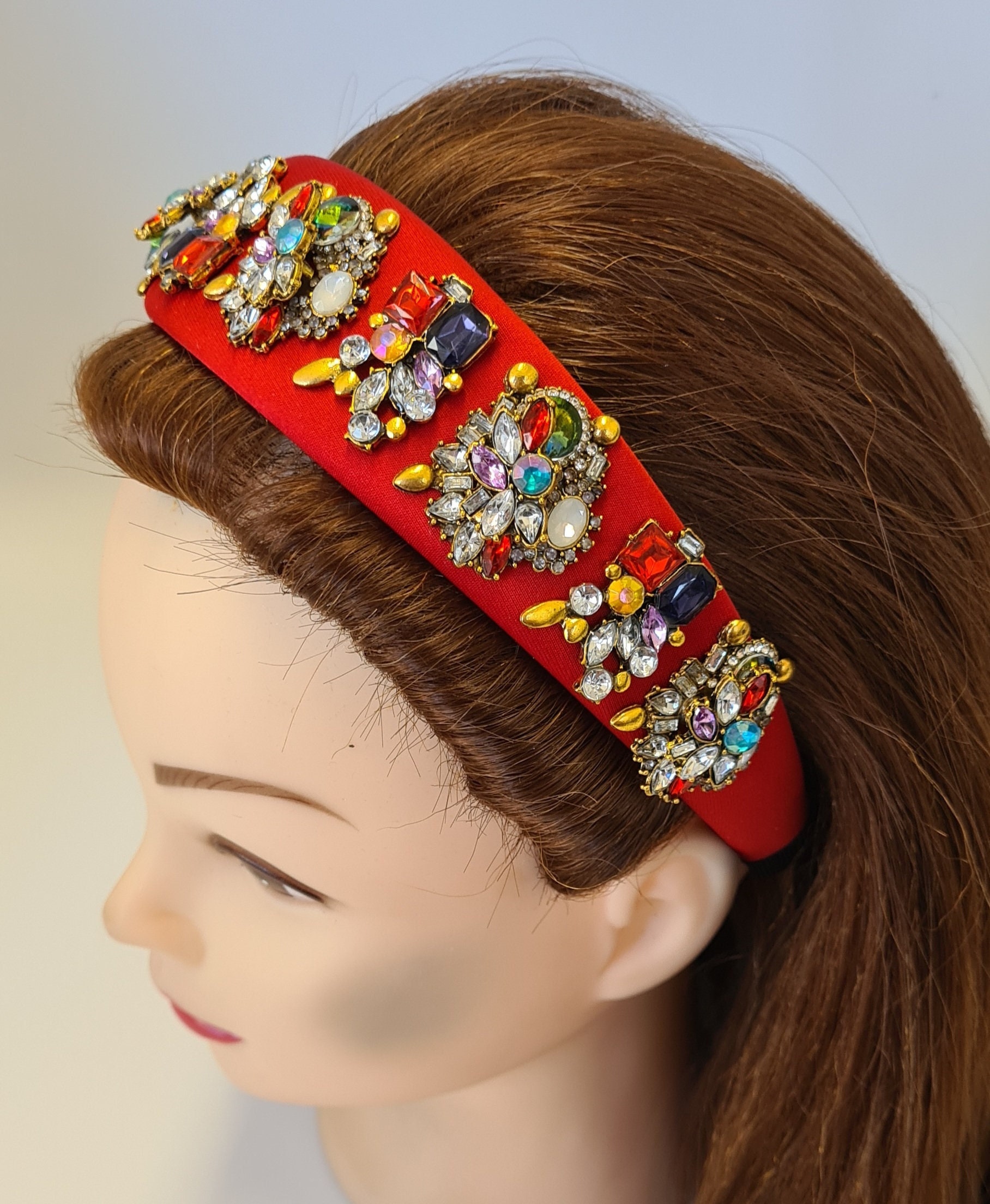 Red Headband Shourouk Gemstone Crystal Rhinestone  display picture 3