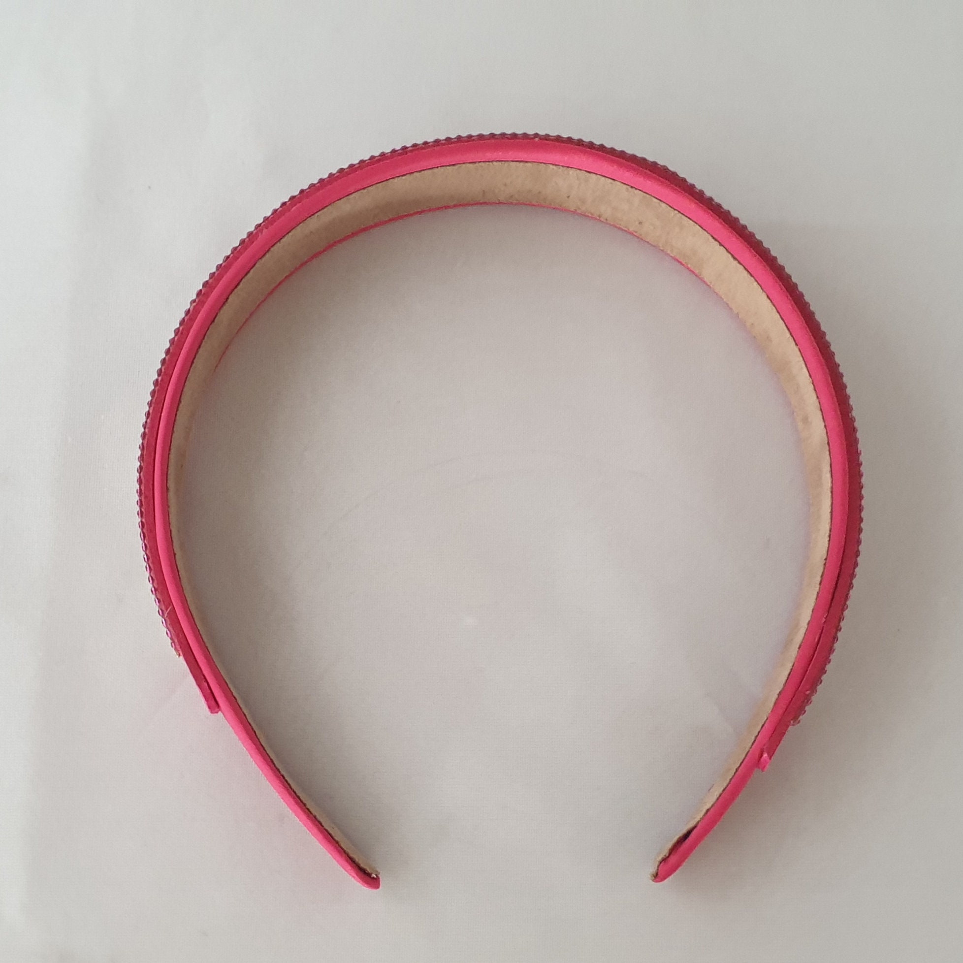 Pink Leather Headband with Gold Stud Details Pink Lightweight Headband Leather Crystal Diamante Gold Stud  main image 3