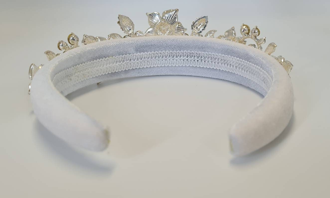 Big Crystal Flower Headband Velvet Padded Rhinestone Butterfly Leaf Floral Padded Floral Crystal Headband | Rhinestone Embellished  main image 3