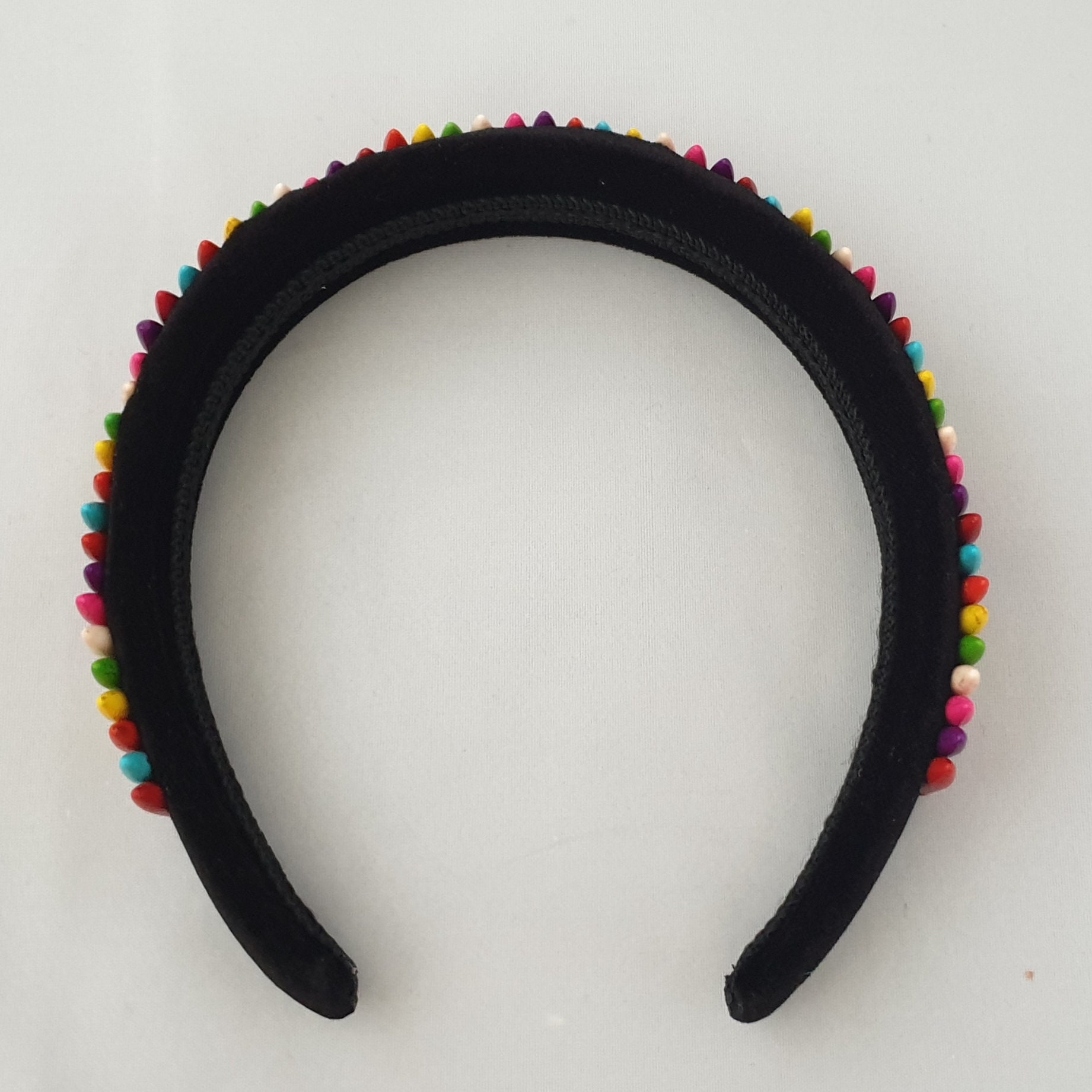 Black Jeweled Headband with rainbow color Stones Ladies/Girls Resin Chip Rhinestone Beaded Headband/Hairband  main image 3