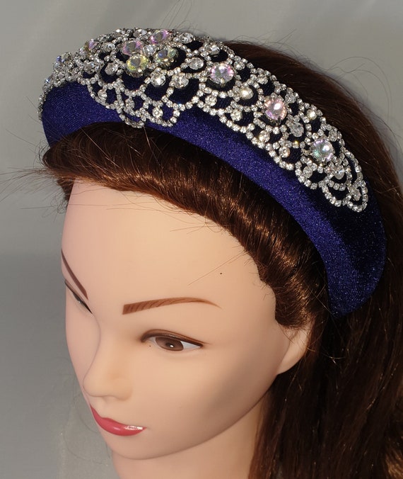 Elegant Black and Purple Gemstone Headband Dark Purple Headband Crystal Rhinestone Gemstone  main image 3