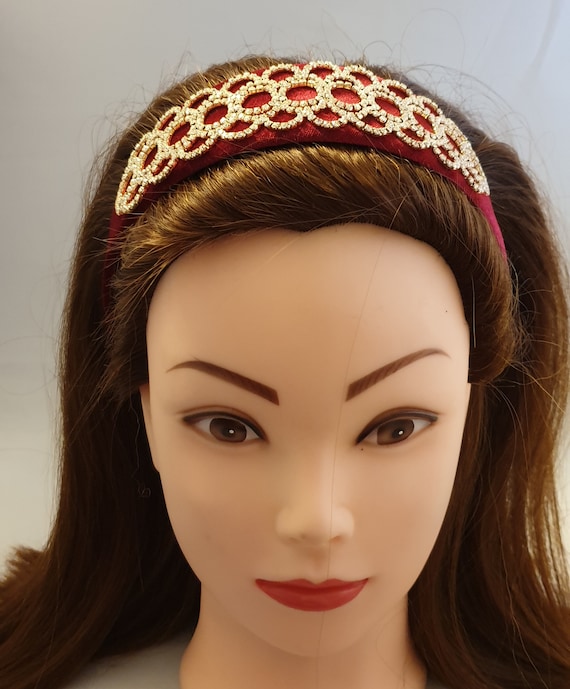 Burgundy velvet jeweled headband new Amazon.com : Atoden Burgundy Knotted Rhinestone Womens Wide  main image 2