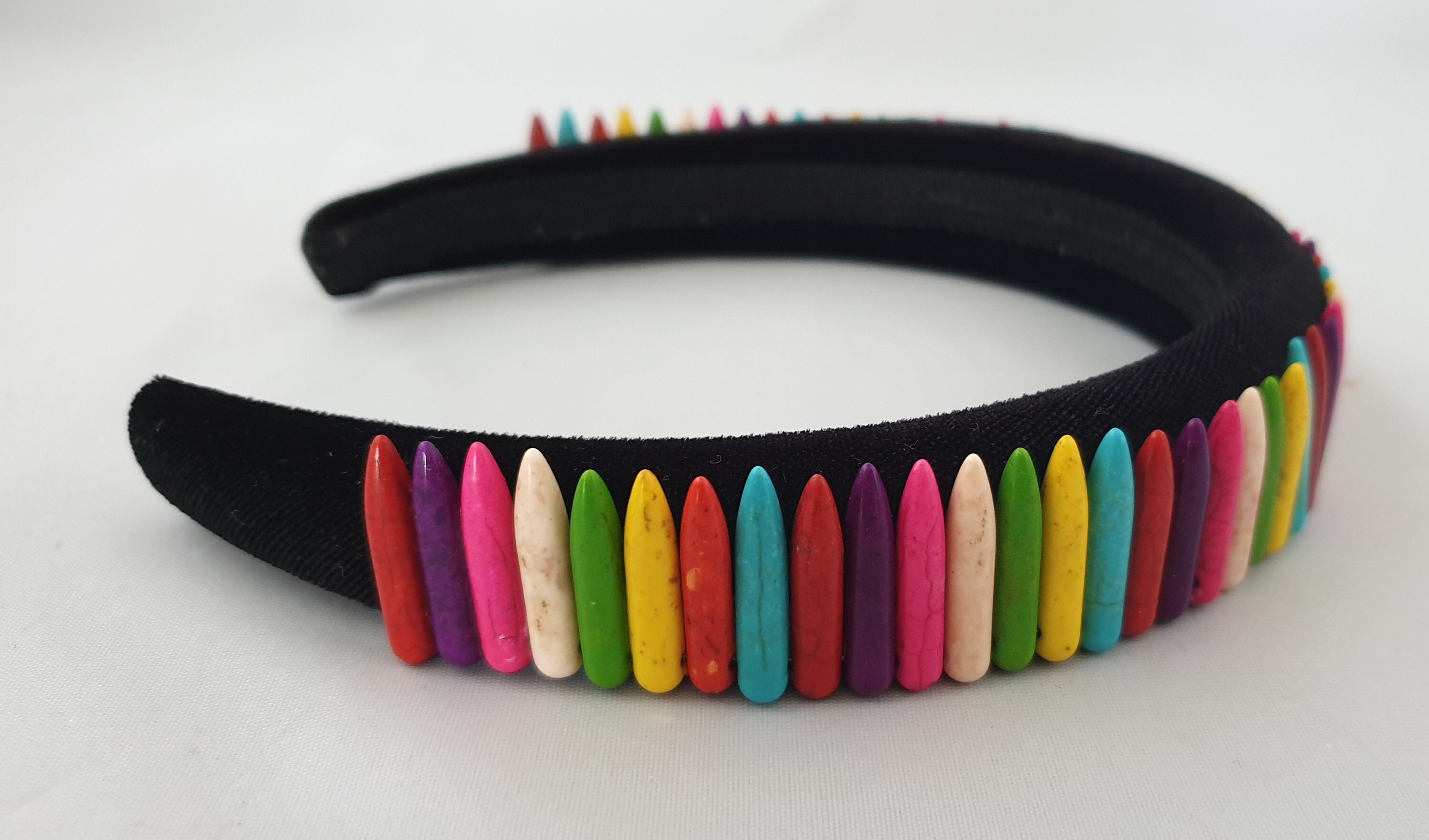 Black Jeweled Headband with rainbow color Stones Ladies/Girls Resin Chip Rhinestone Beaded Headband/Hairband  main image 4
