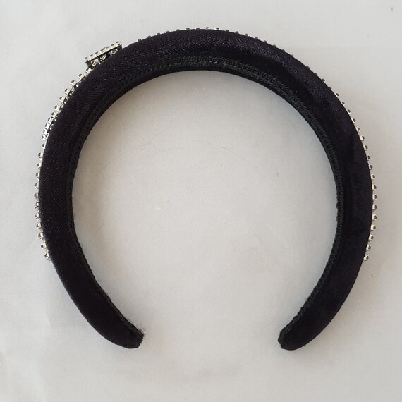 Elegant Black Headband with Rhinestone Accents Black Headband Bridal Headpiece Tiara Beaded Headband for  main image 3
