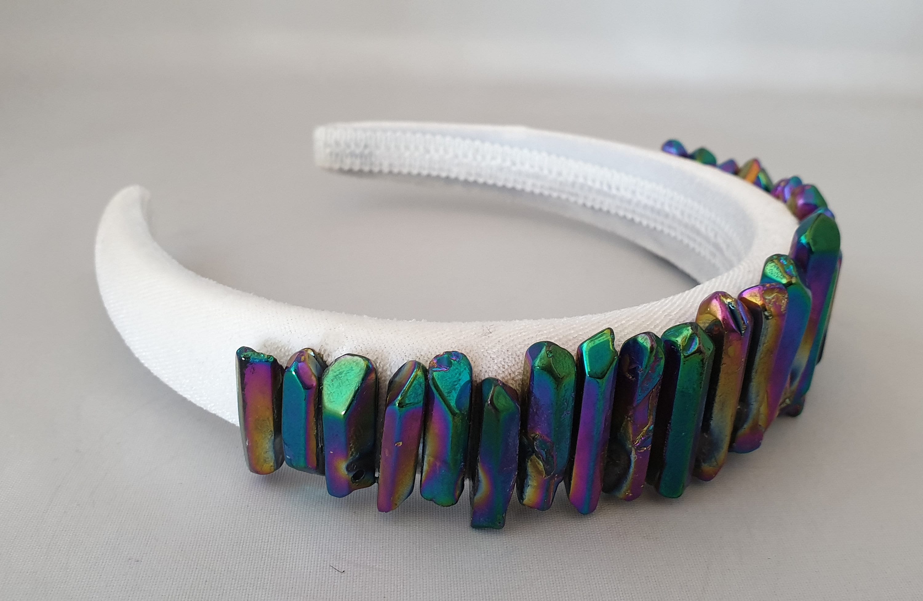 White headband crystal quartz titanium point embellishment Etsy