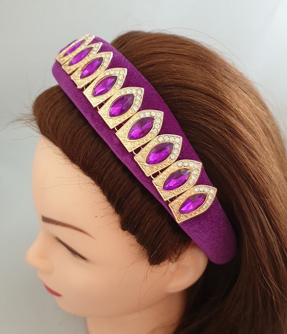 Purple Headband Crystal Rhinestone Gemstone Embellishment  display picture 1