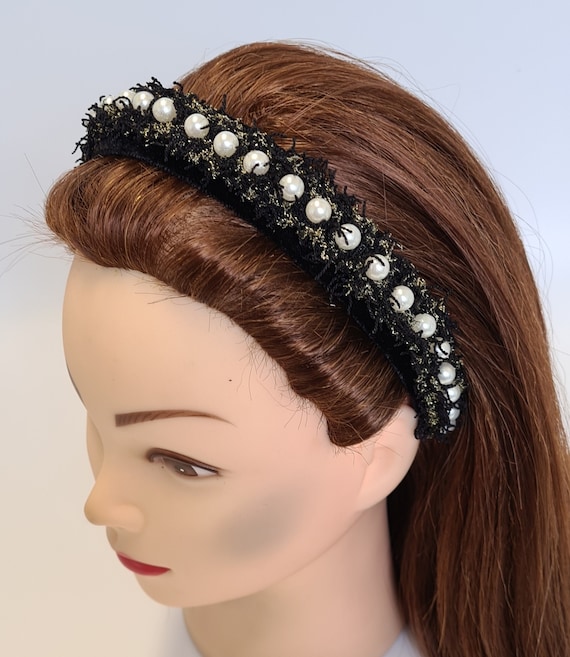 Black Headband with Gold Embellishments Halloween Boo Headband, Black and Gold Embellished Halloween  main image 4