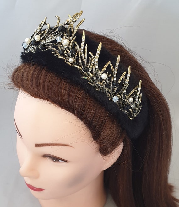 Embellished Faux Fur Headband Crystal Diamante Rhinestone  display picture 1