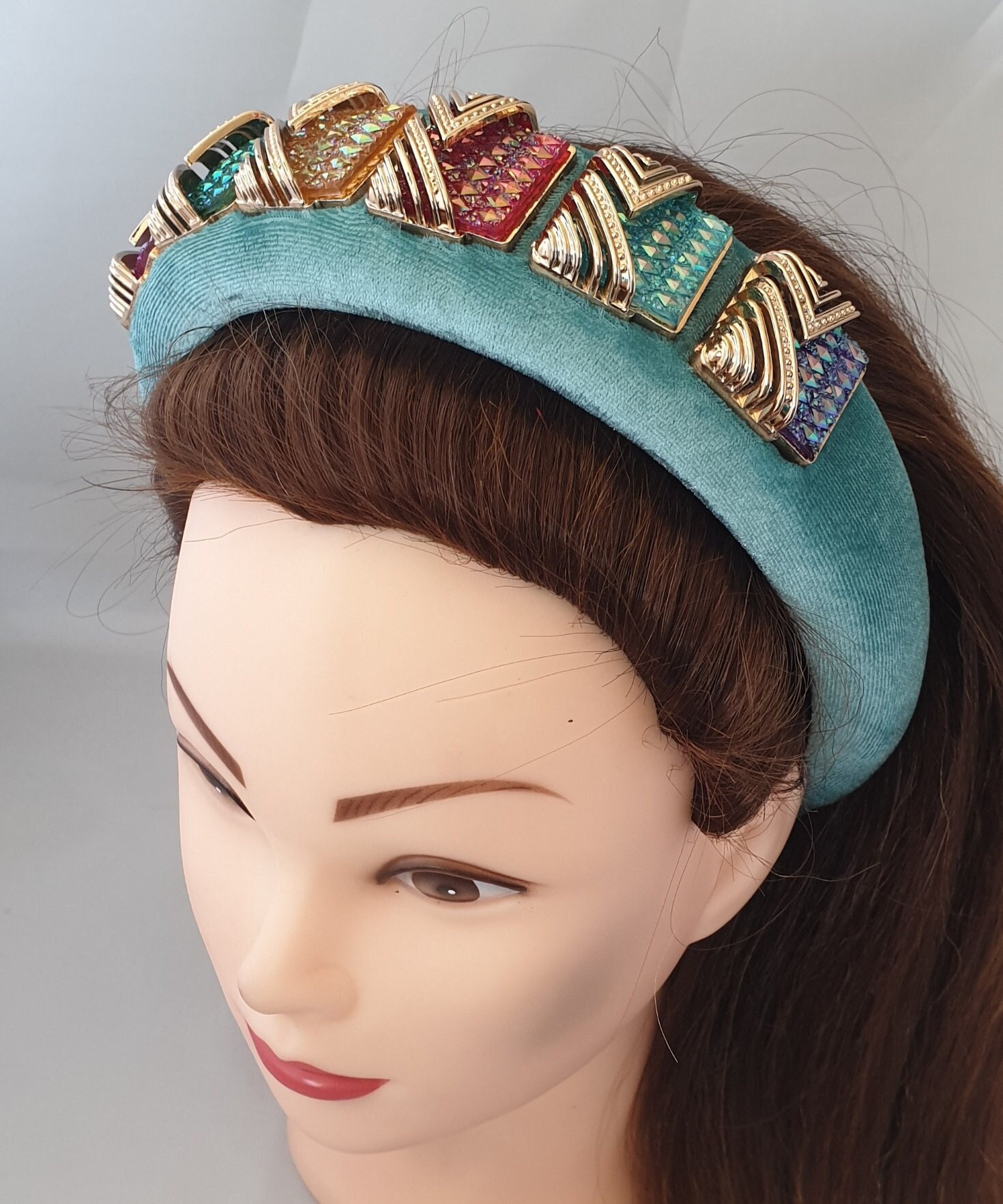 Pink and Turquoise Embellished Headband - Etsy