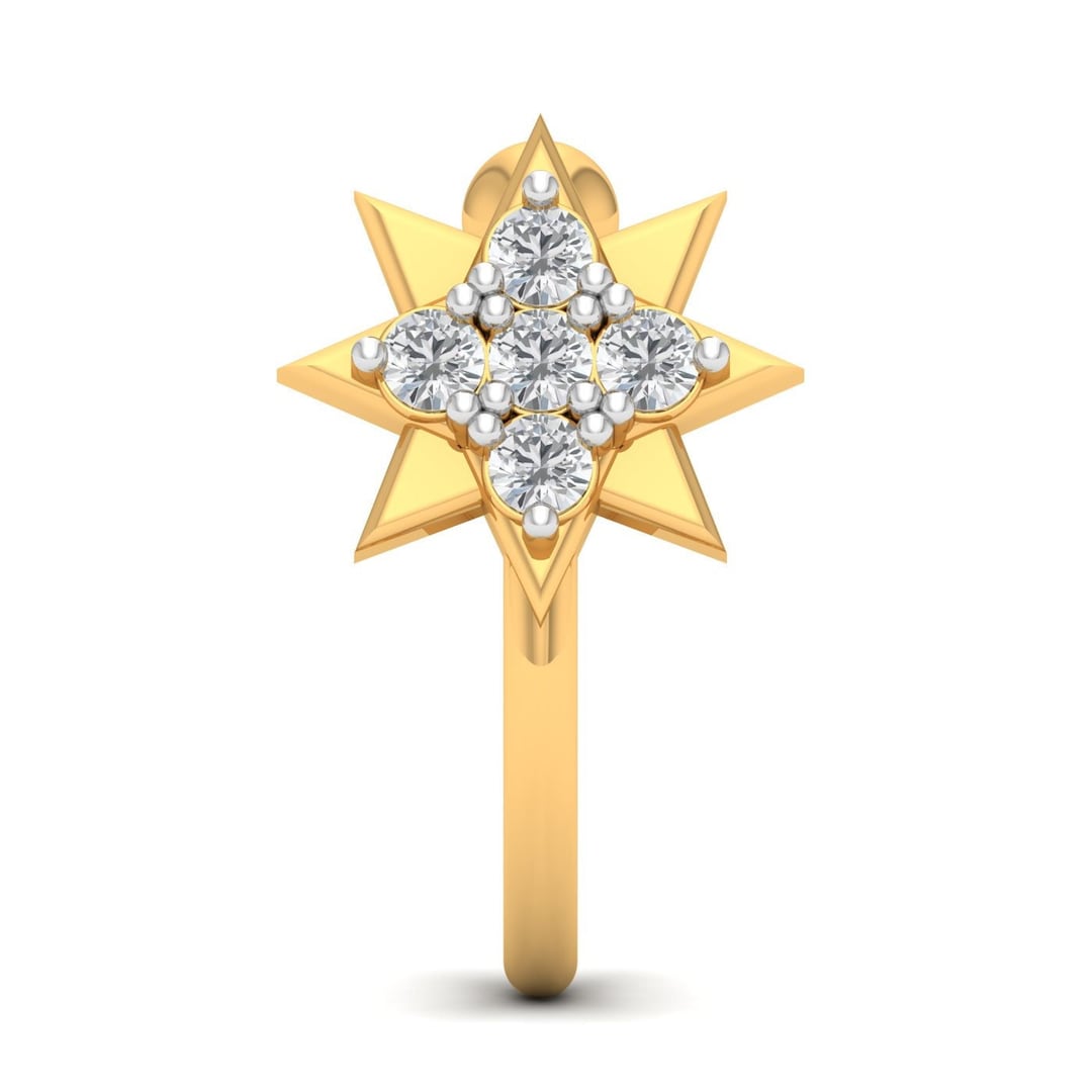 Nonpierced Nosepin 18K Yellow Gold Natural Diamond Stud Etsy