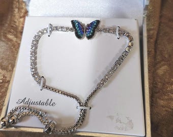 Minimalist Sterling Silver Enamel Butterfly Bracelet