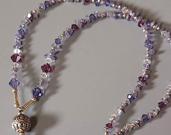 Vintage Hand Crafted Amethyst Garnet Bead Necklace Sterling Silver