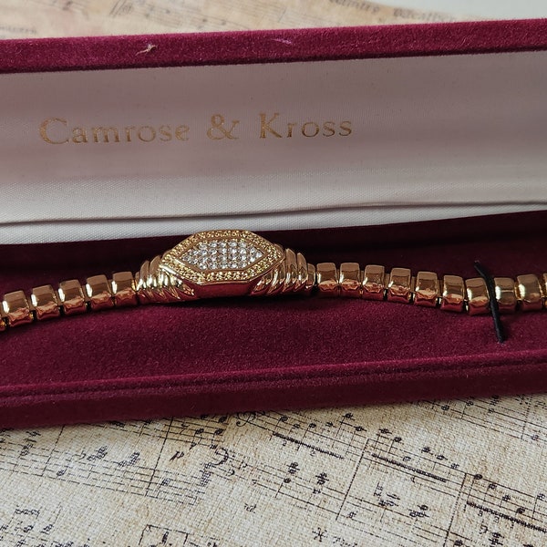 Vintage JBK Camrose & Kross Swarovski Chunky Bracelet with Display Case