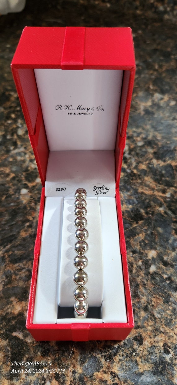 Macy's  Sterling Silver Ball Bead Bolo Bracelet wi