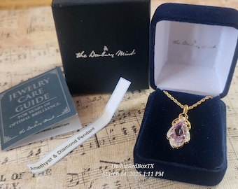 Art Deco Genuine Rose de France Amethyst Diamond Necklace 14kt/Sterling All Original