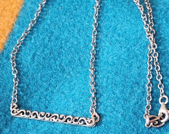 Vintage Carolyn Pollack Rope and Scroll Bar Necklace