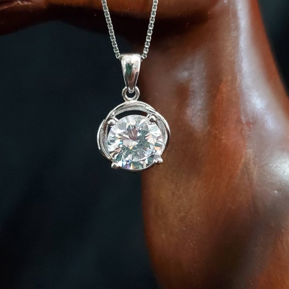 Moissonite Halo Style Pendant with Chain