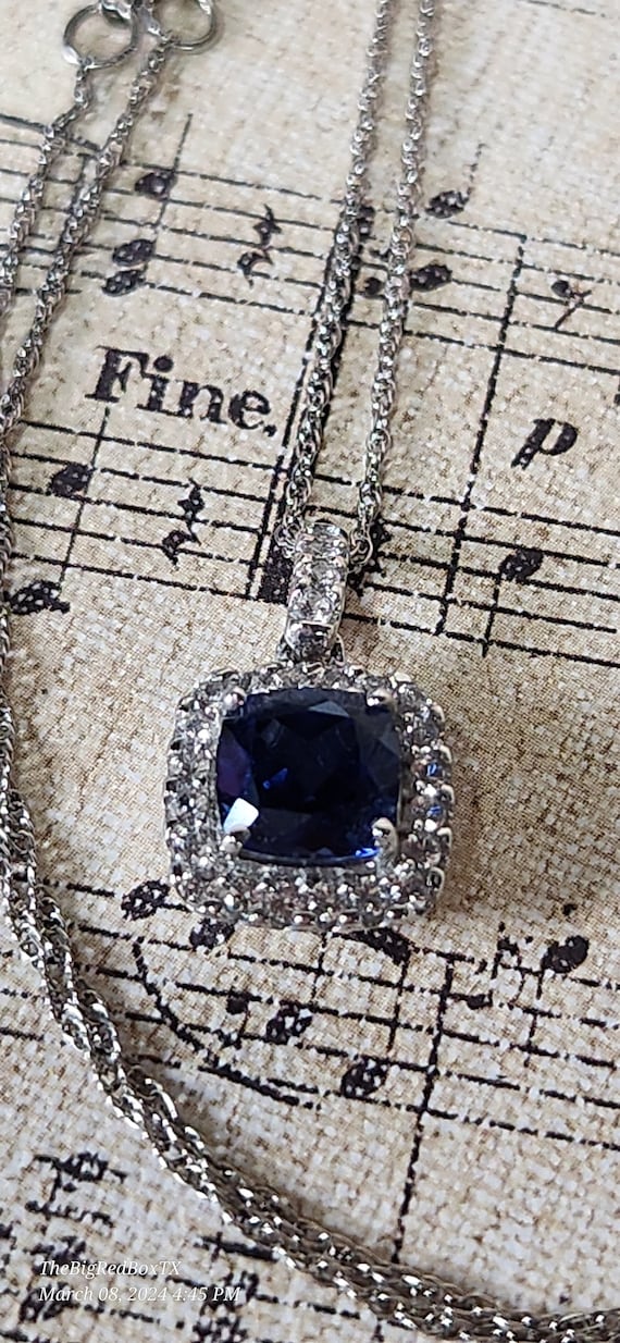 Genuine Blue Sapphire and Diamond Necklace, pre-lo