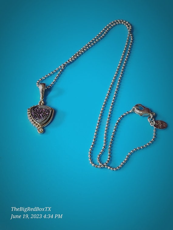Vintage Sajen Violet Druzy 925 Necklace
