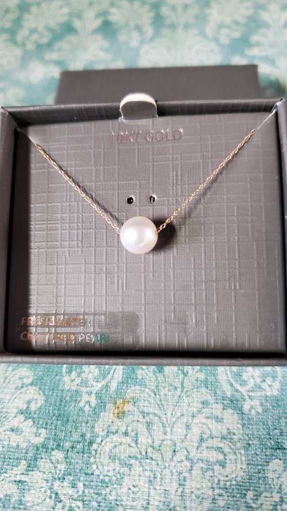 Vintage 10K Gold Cultured Pearl Necklace, Single P